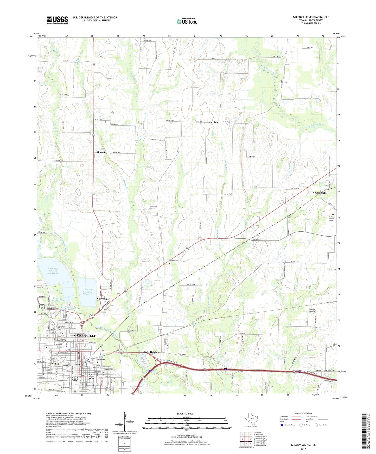 Greenville NE Texas US Topo Map Image