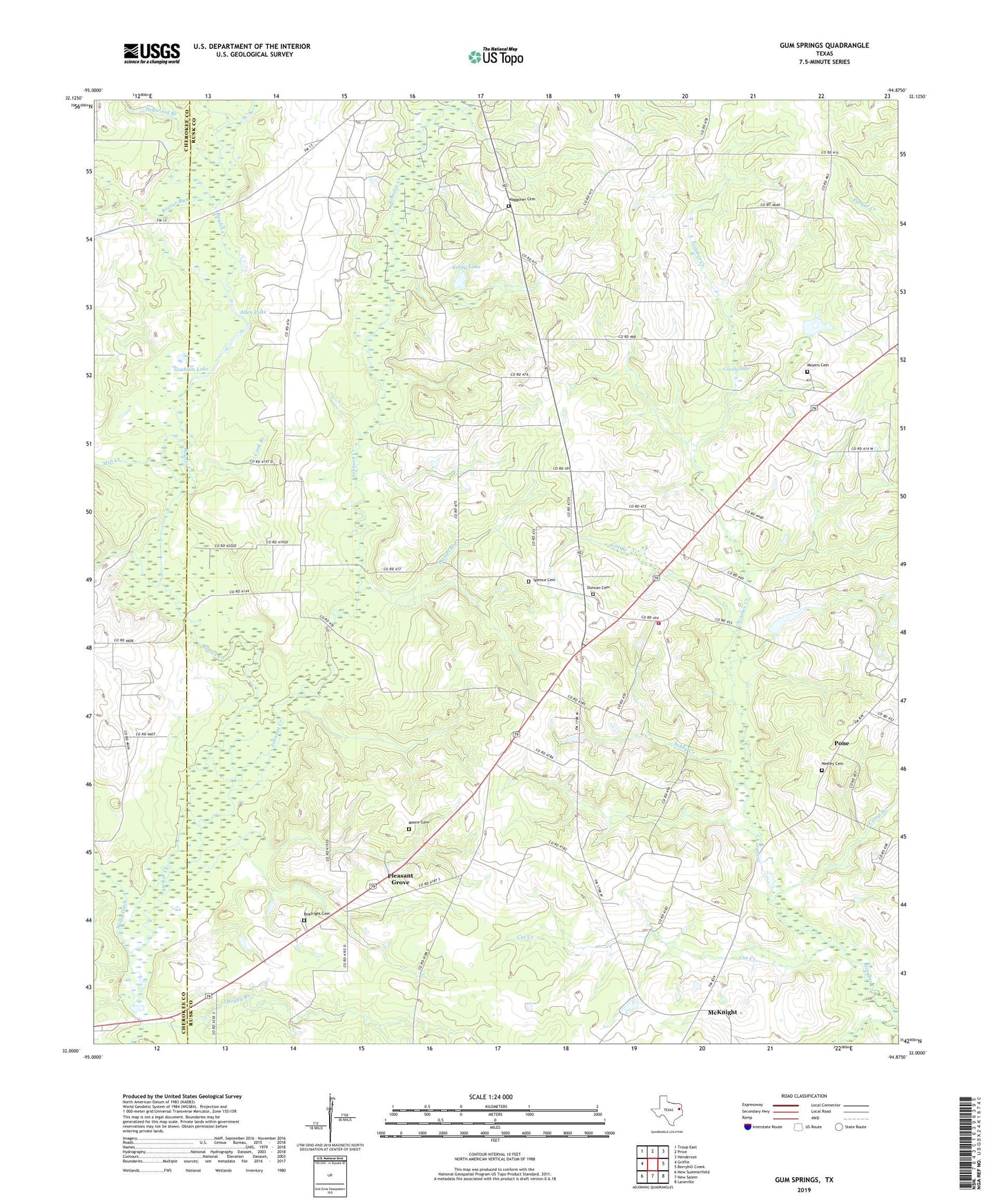 Gum Springs Texas US Topo Map Image