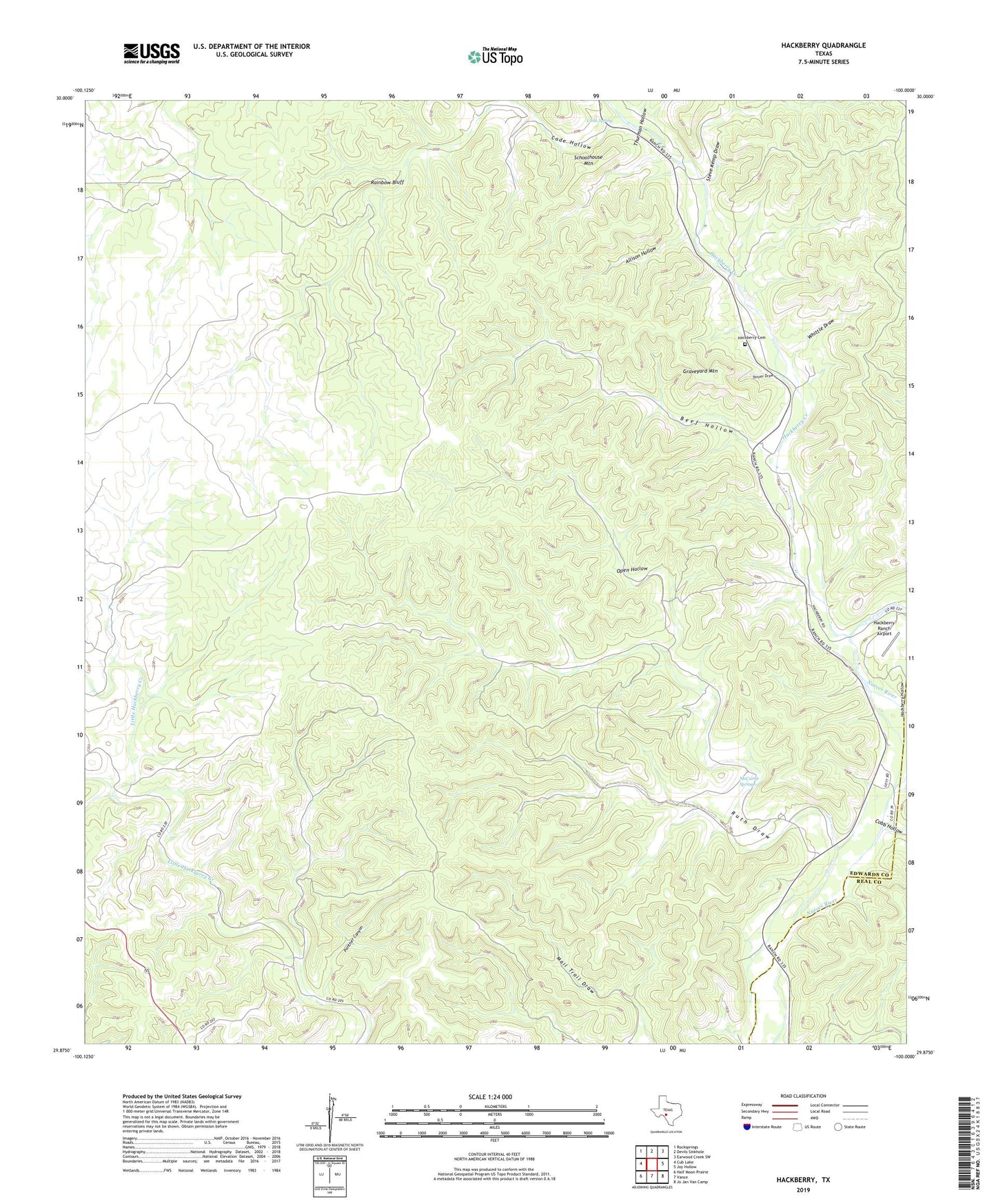 Hackberry Texas US Topo Map Image