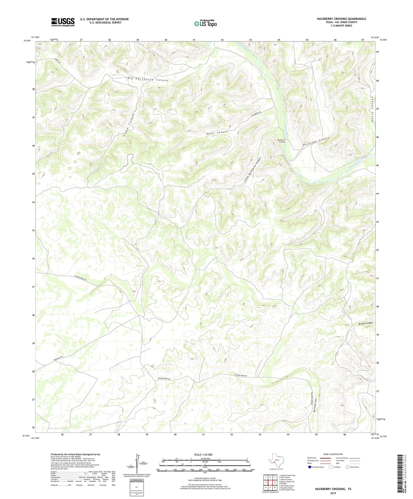 Hackberry Crossing Texas US Topo Map Image