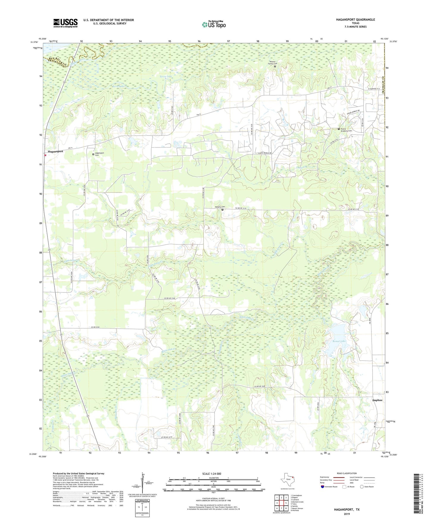 Hagansport Texas US Topo Map Image