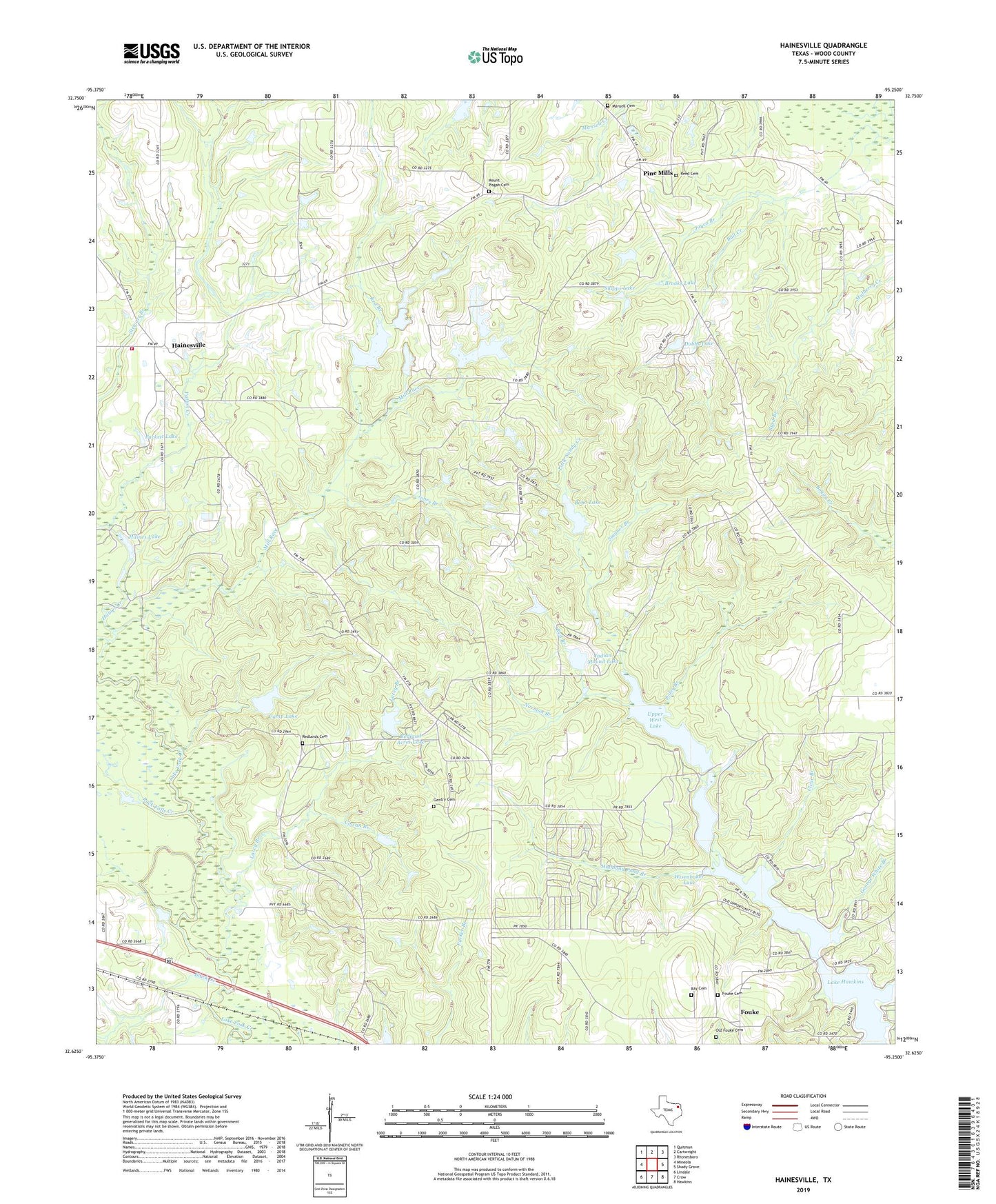 Hainesville Texas US Topo Map Image