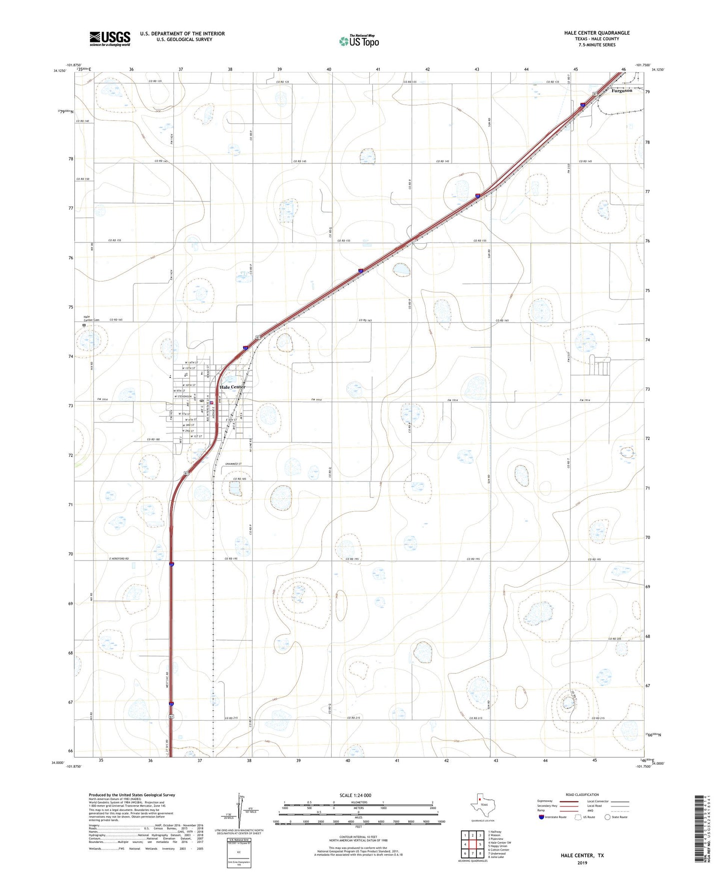 Hale Center Texas US Topo Map Image