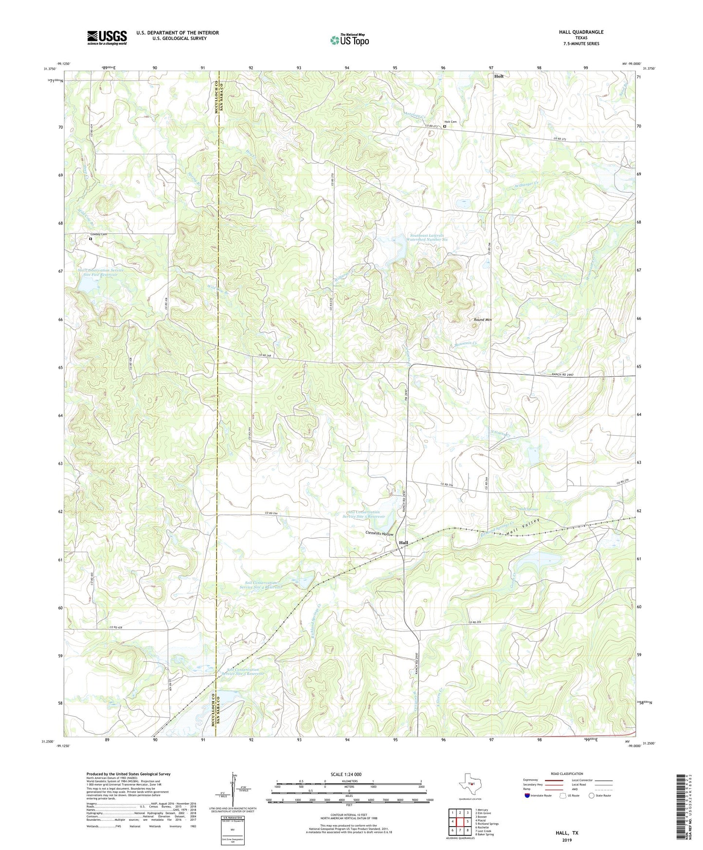 Hall Texas US Topo Map Image