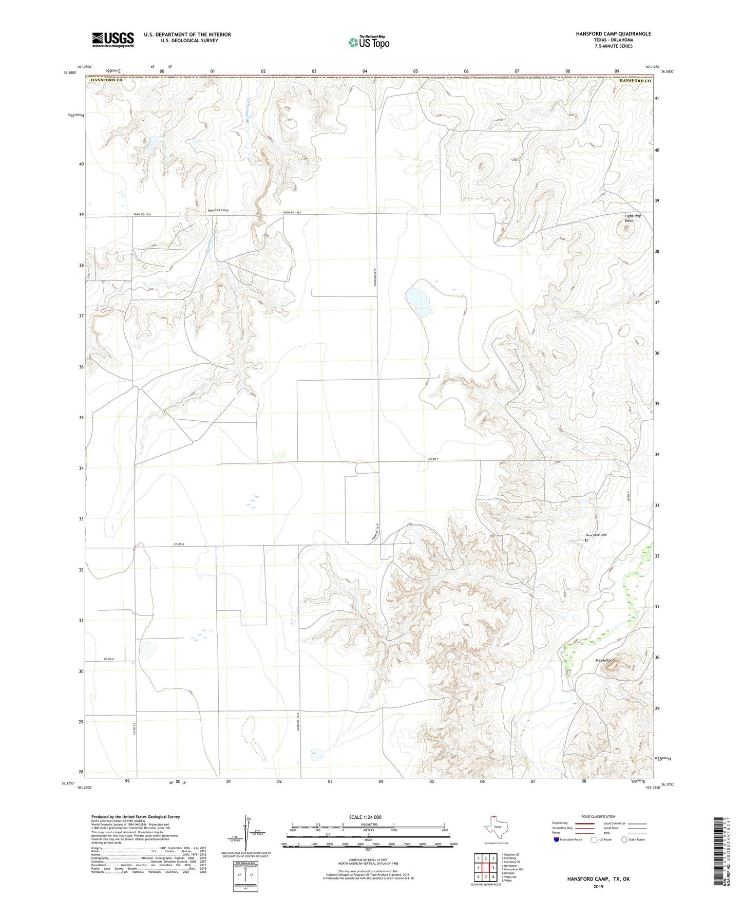 Hansford Camp Texas US Topo Map Image