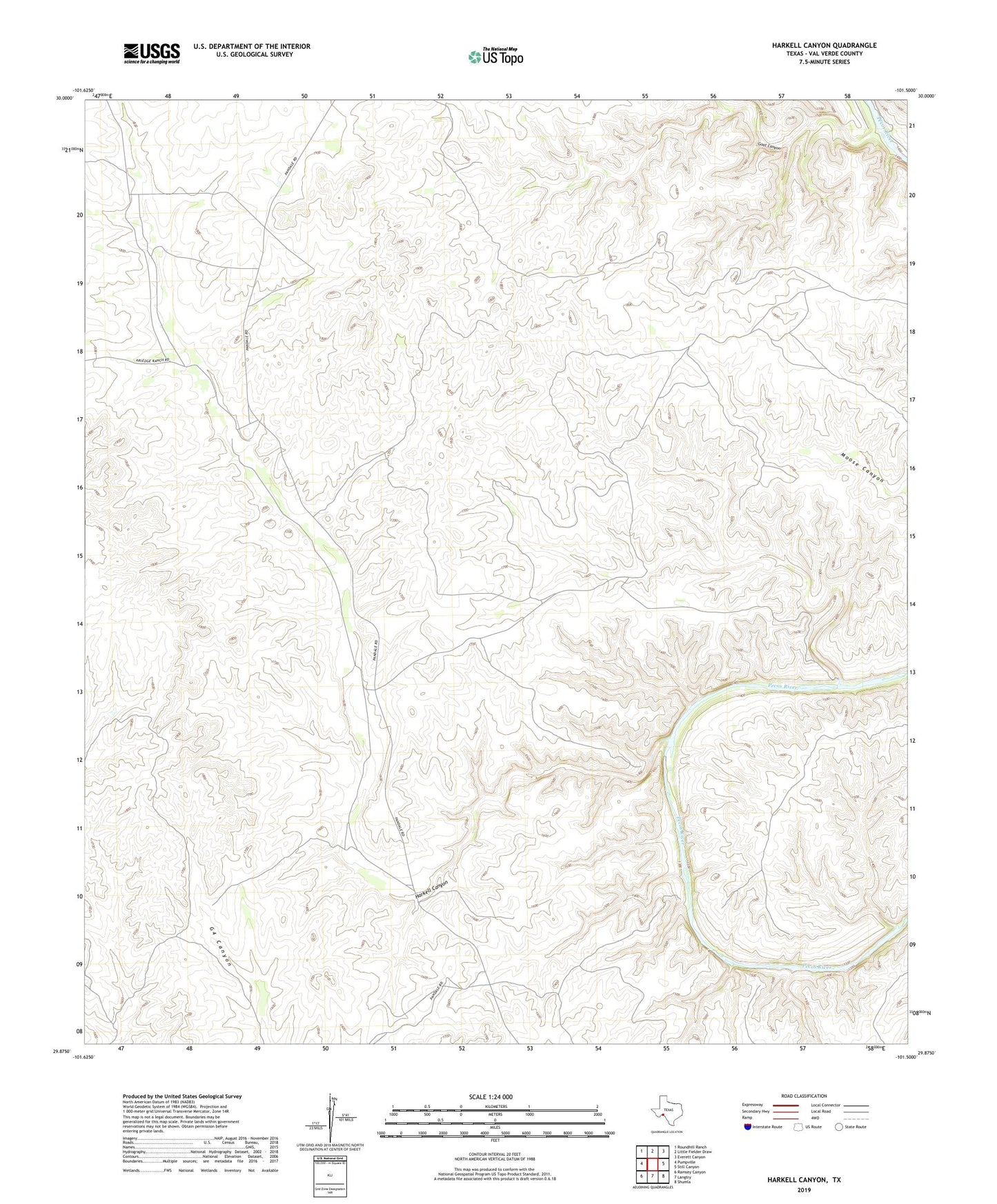 Harkell Canyon Texas US Topo Map Image