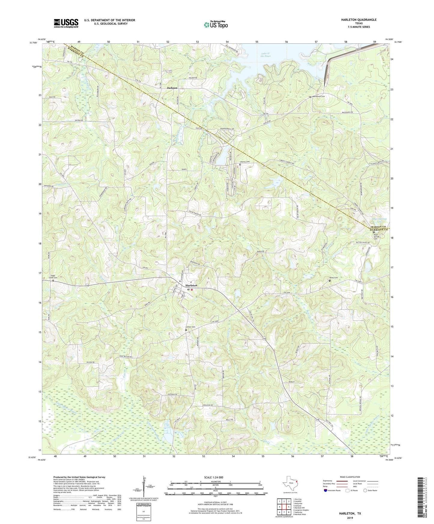 Harleton Texas US Topo Map Image