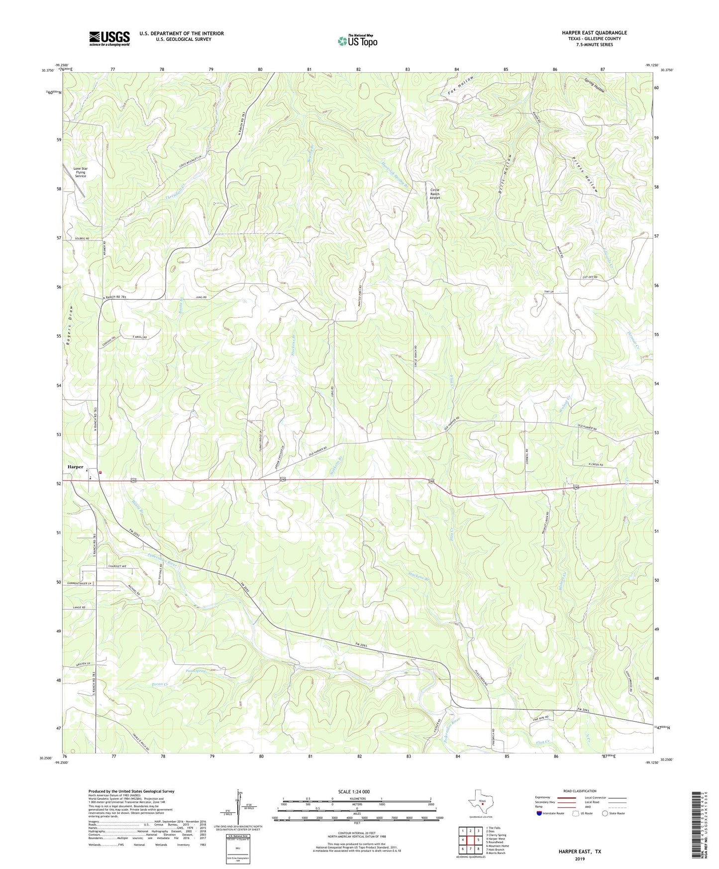 Harper East Texas US Topo Map Image