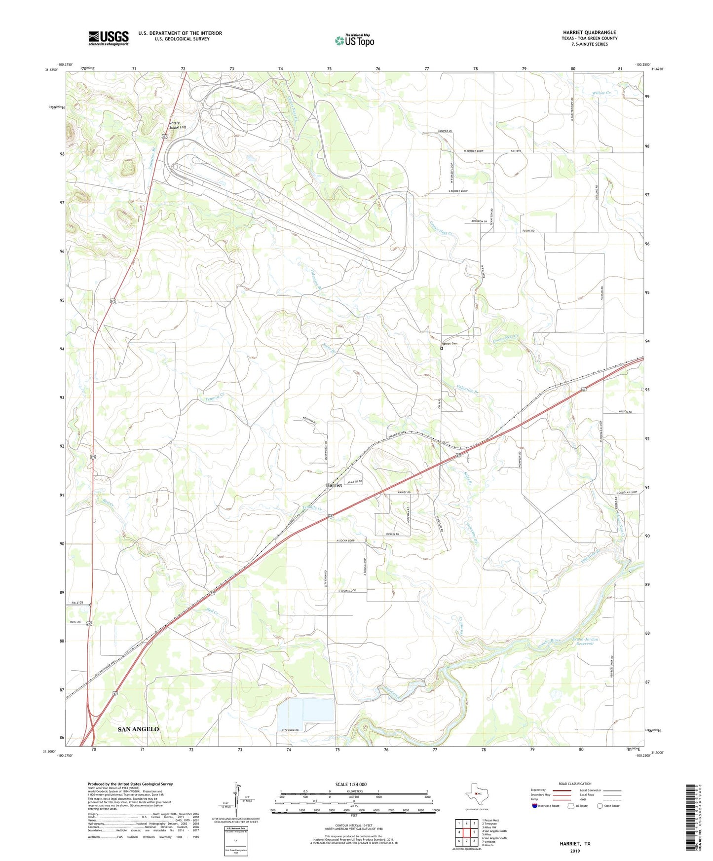 Harriet Texas US Topo Map Image