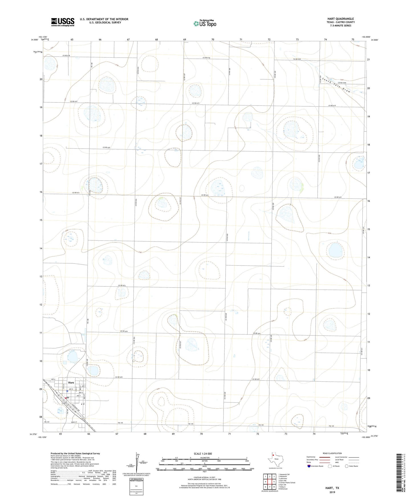 Hart Texas US Topo Map Image