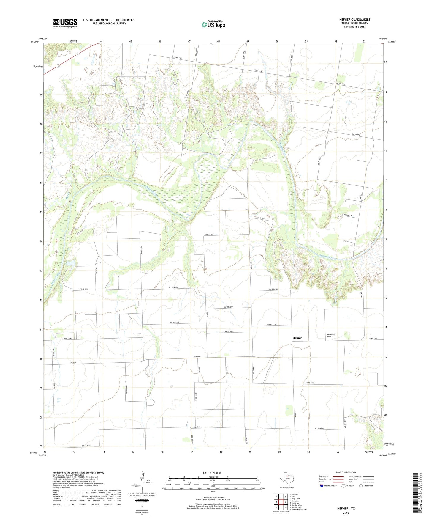 Hefner Texas US Topo Map Image
