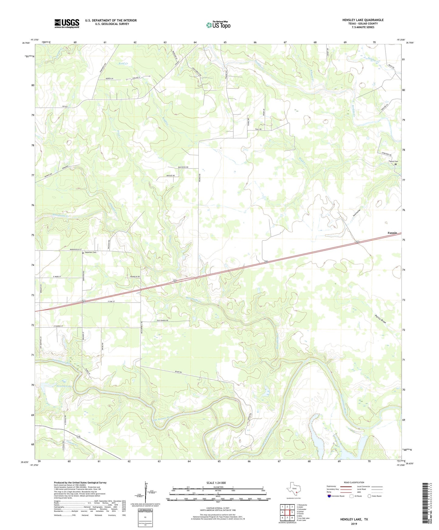 Hensley Lake Texas US Topo Map Image