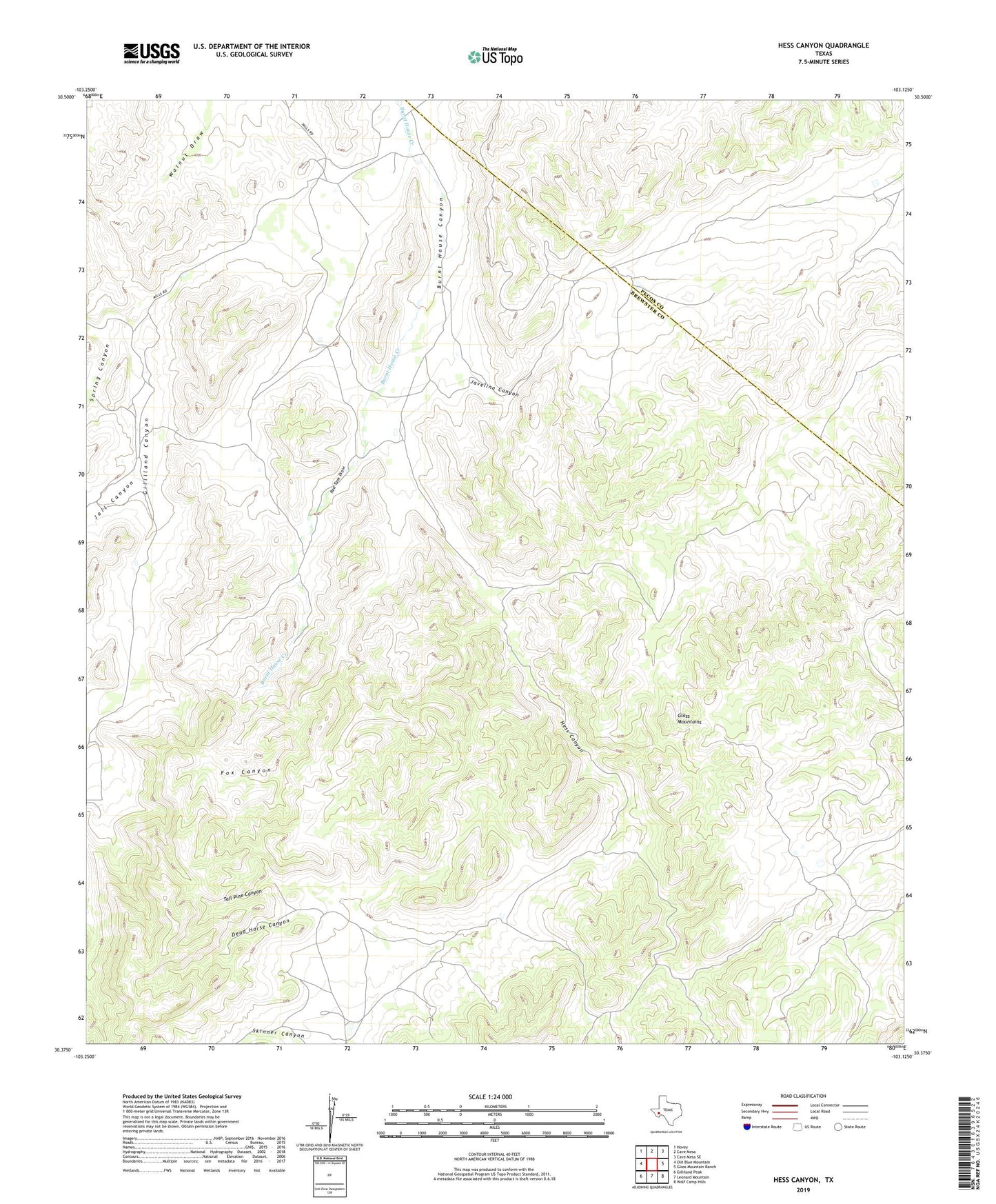 Hess Canyon Texas US Topo Map Image