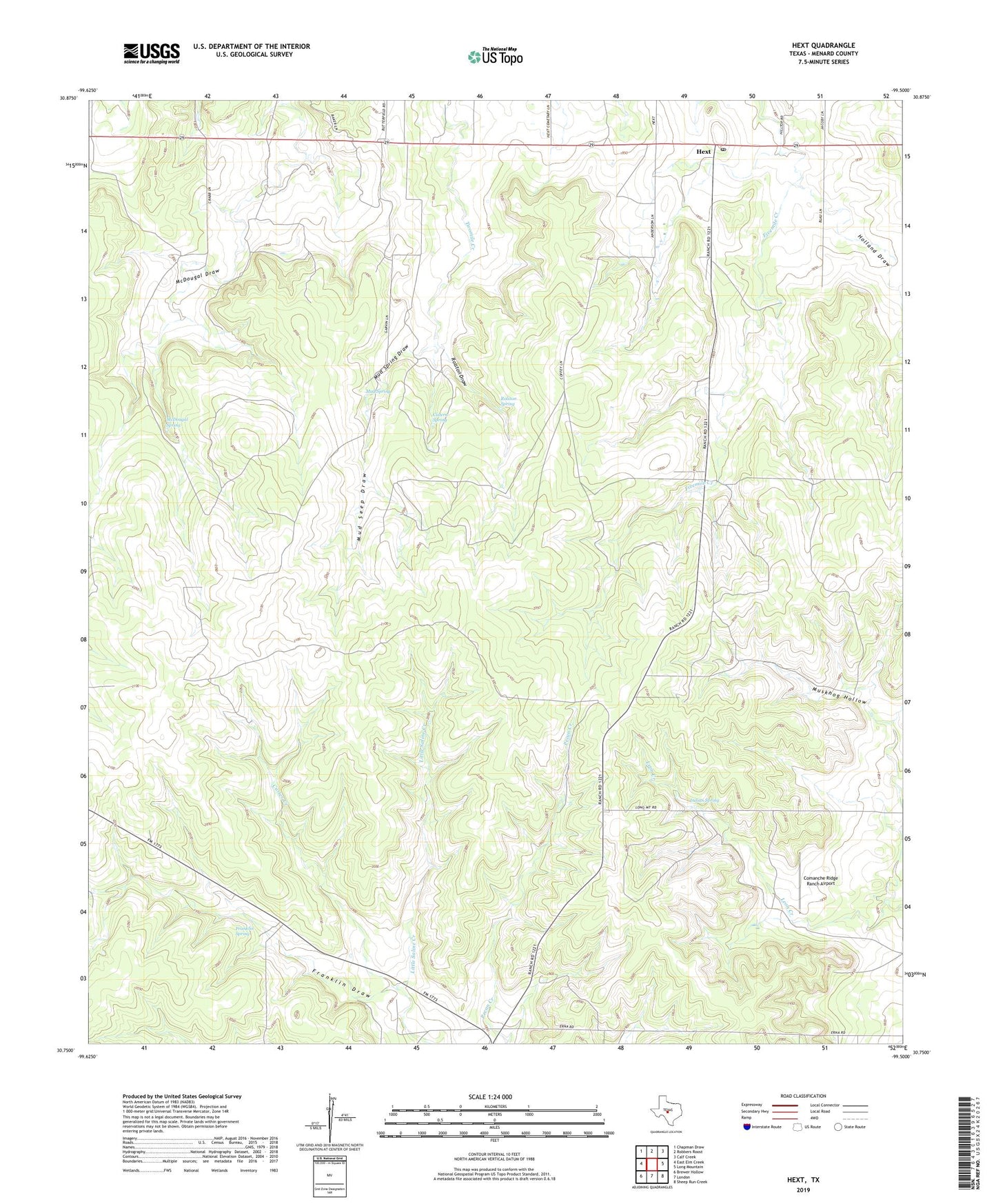 Hext Texas US Topo Map Image