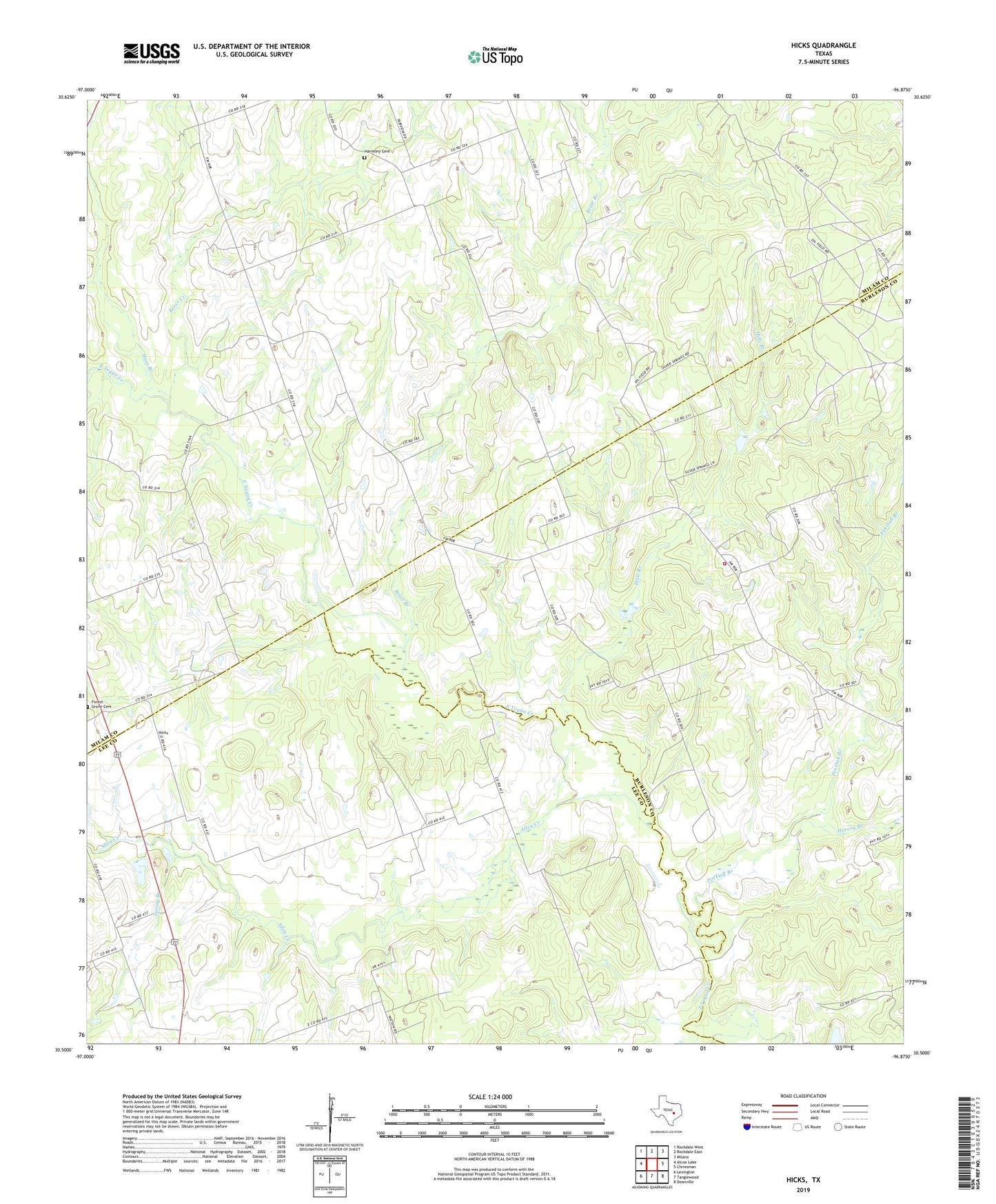 Hicks Texas US Topo Map Image