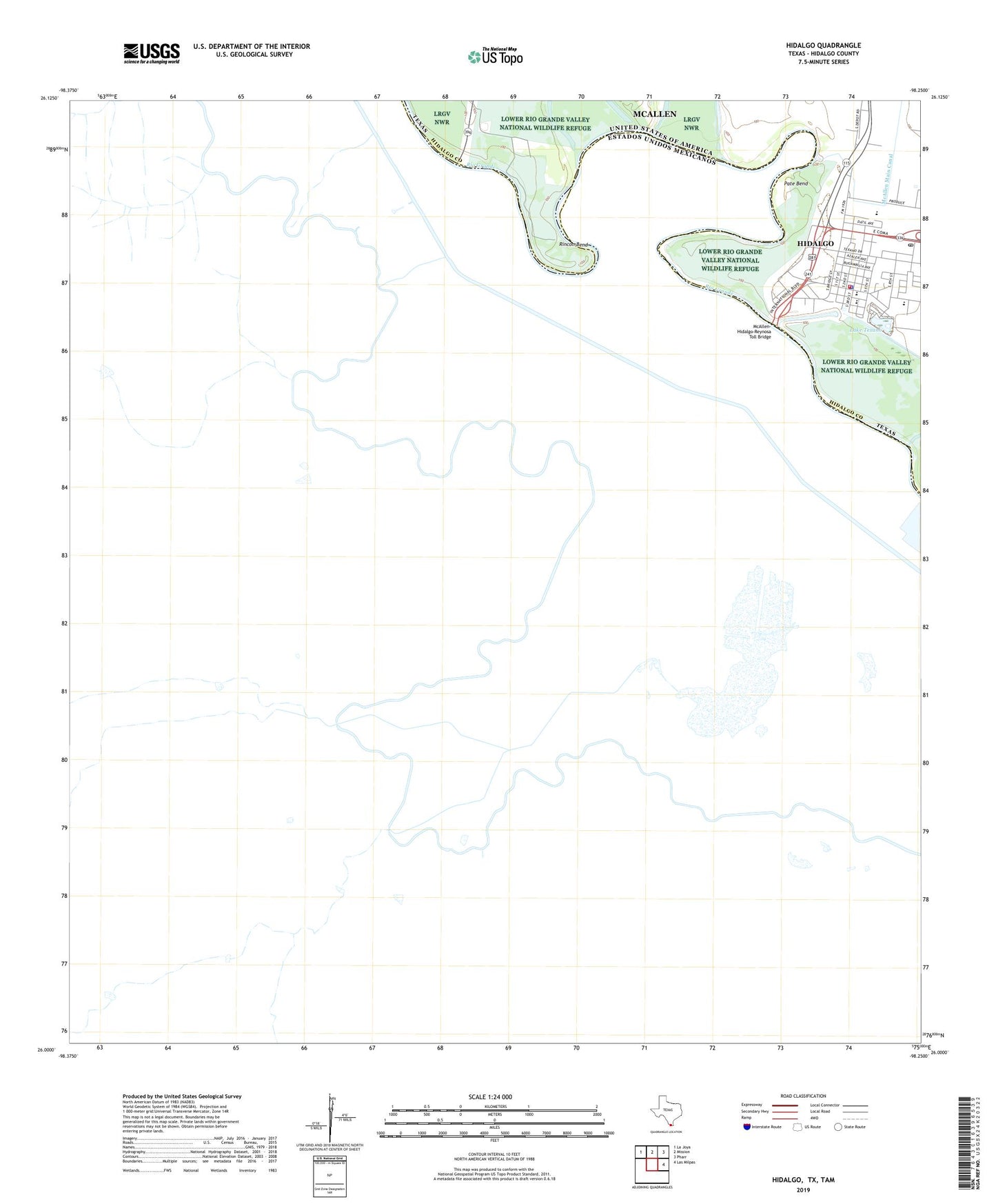 Hidalgo Texas US Topo Map Image