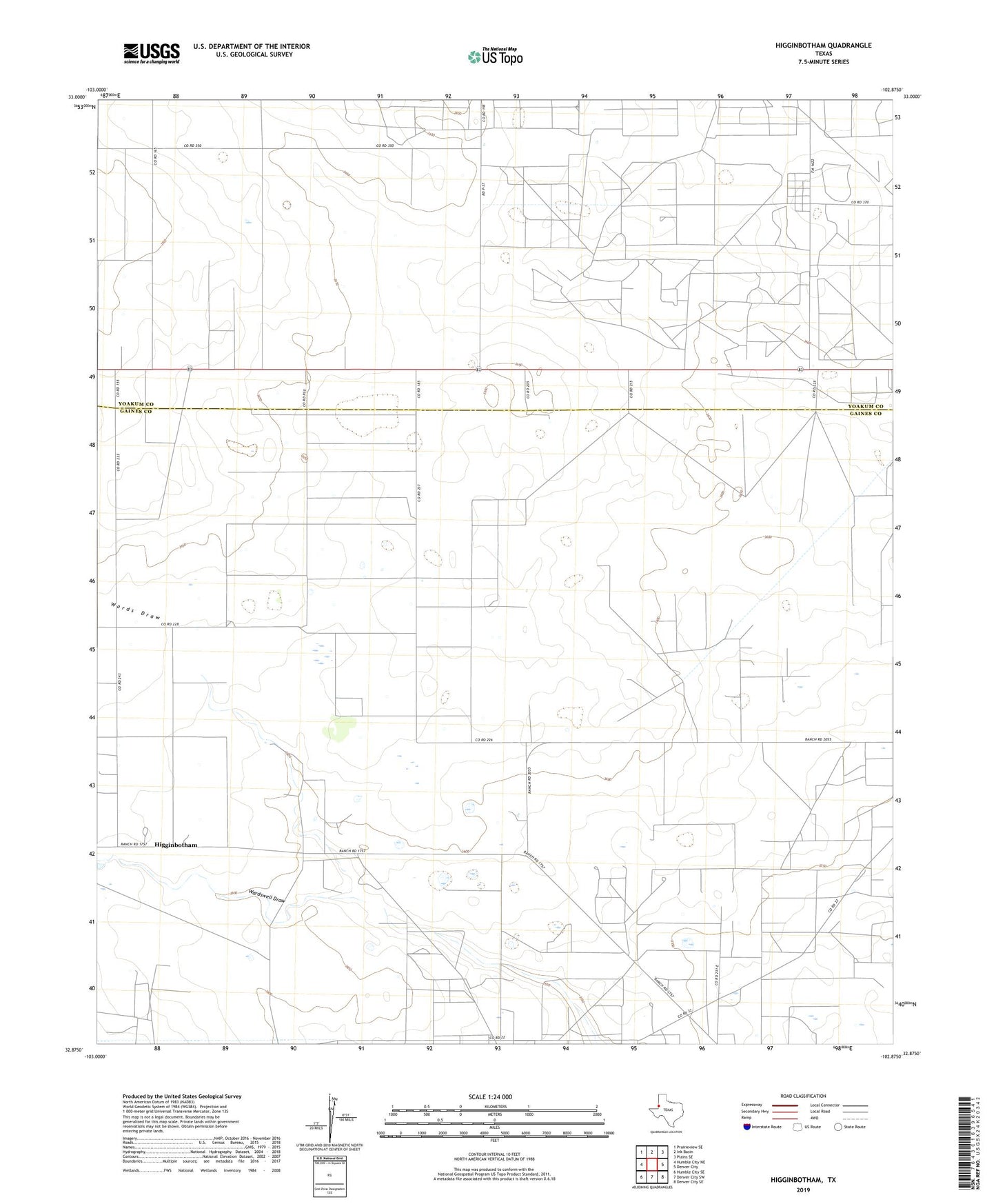 Higginbotham Texas US Topo Map Image
