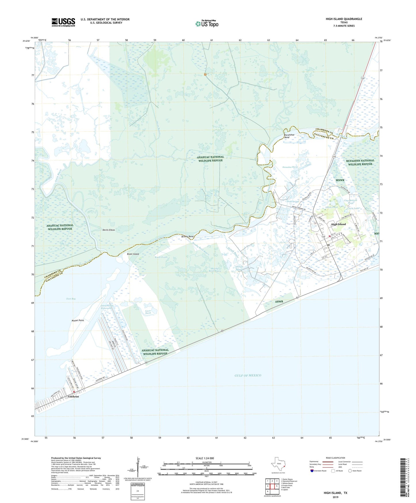 High Island Texas US Topo Map Image