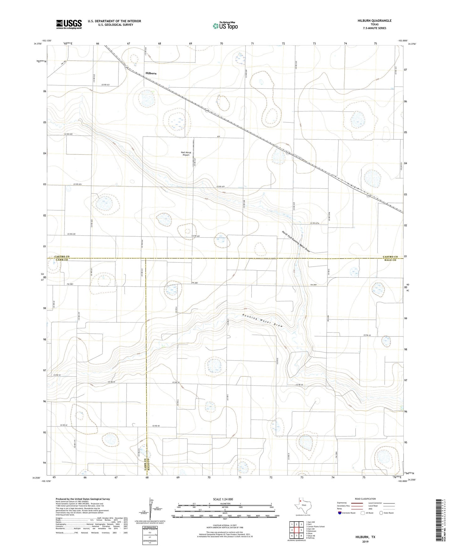 Hilburn Texas US Topo Map Image