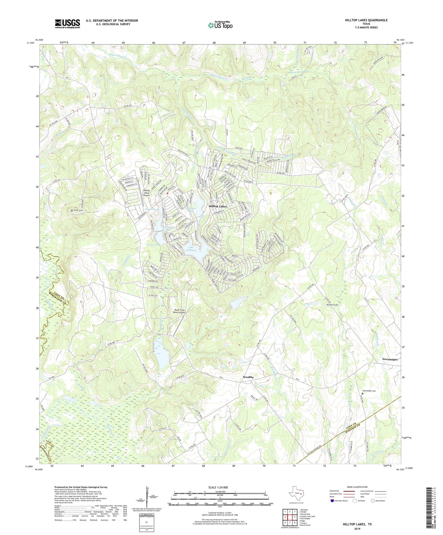 Hilltop Lakes Texas US Topo Map Image