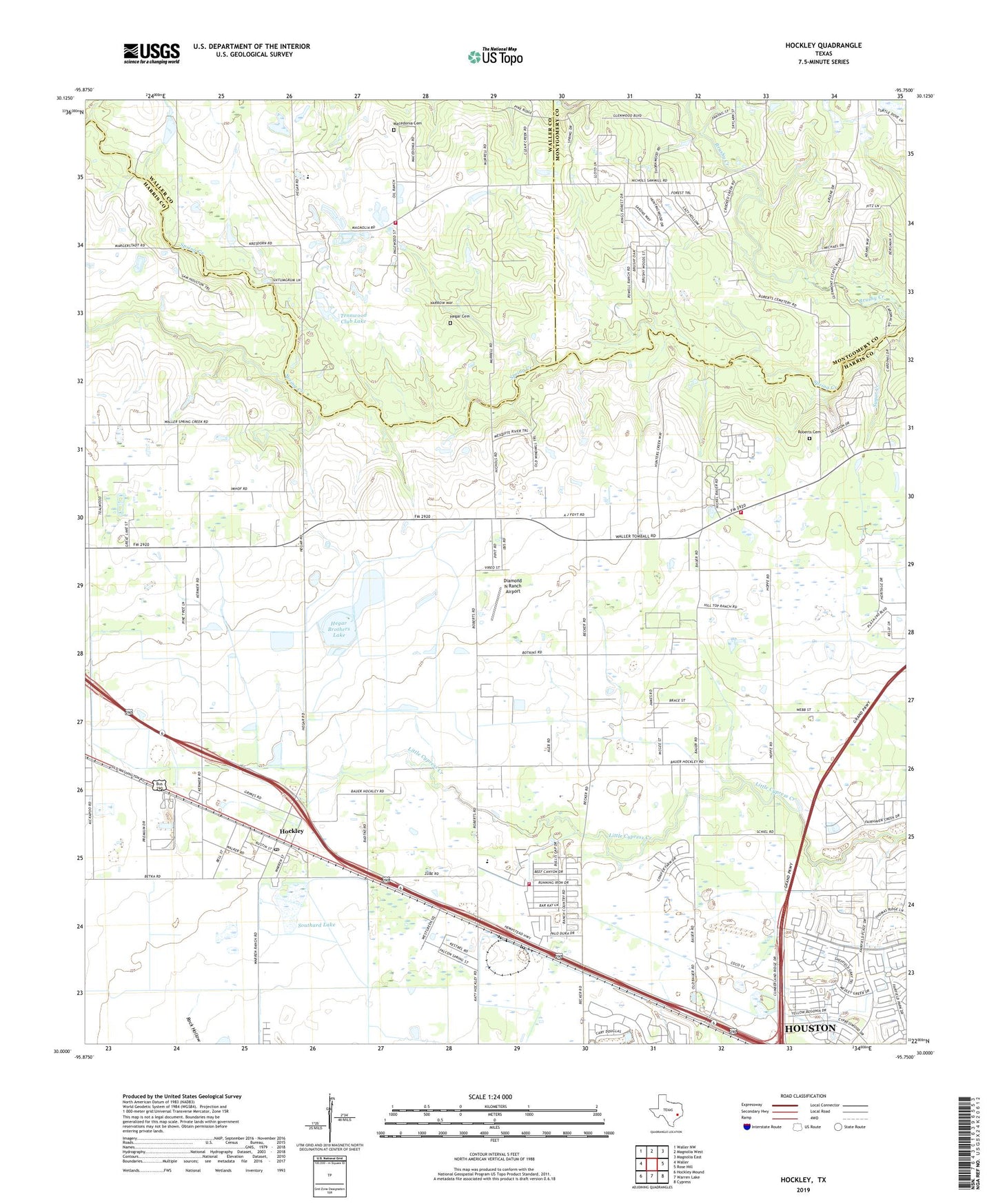 Hockley Texas US Topo Map Image