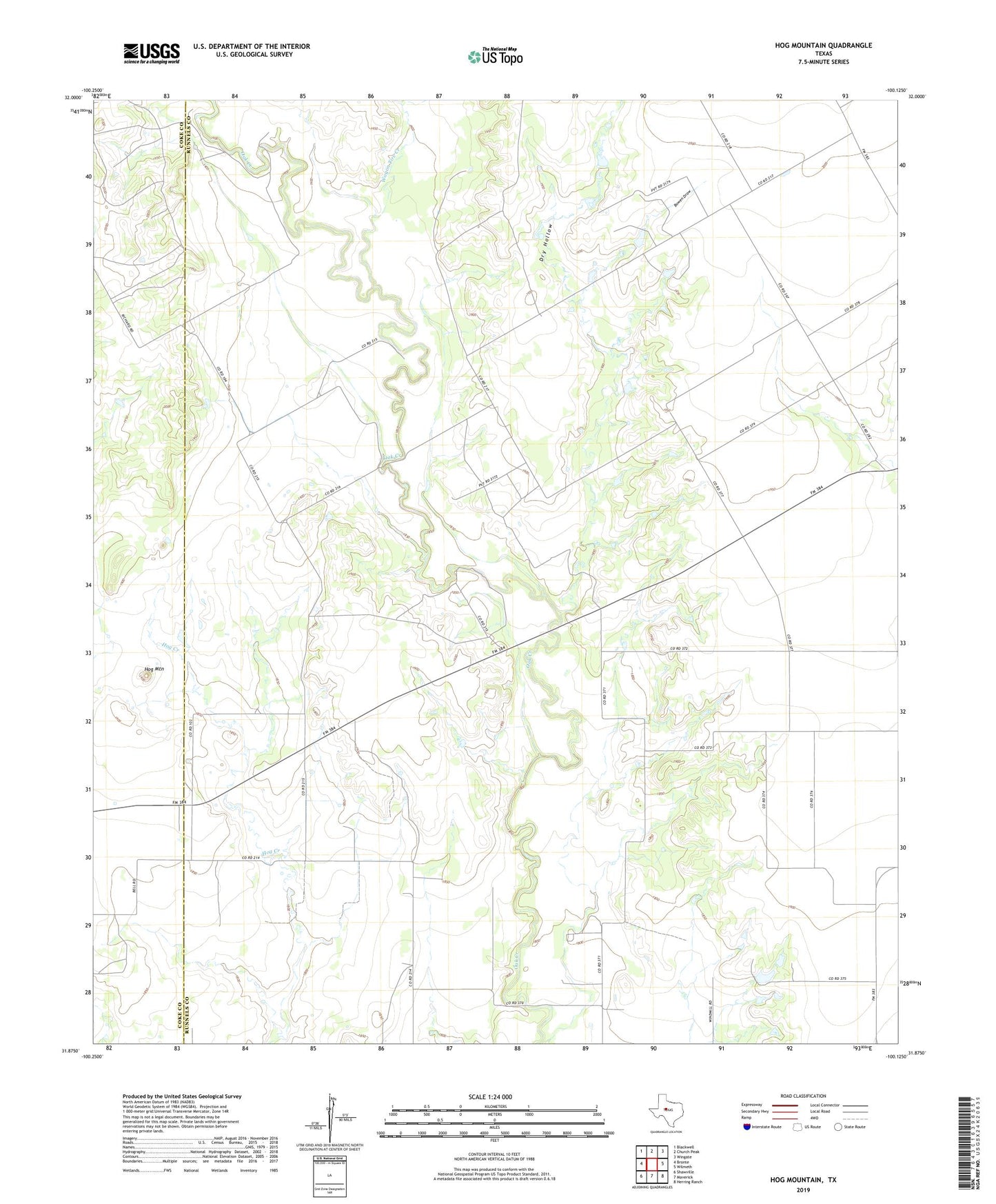 Hog Mountain Texas US Topo Map Image