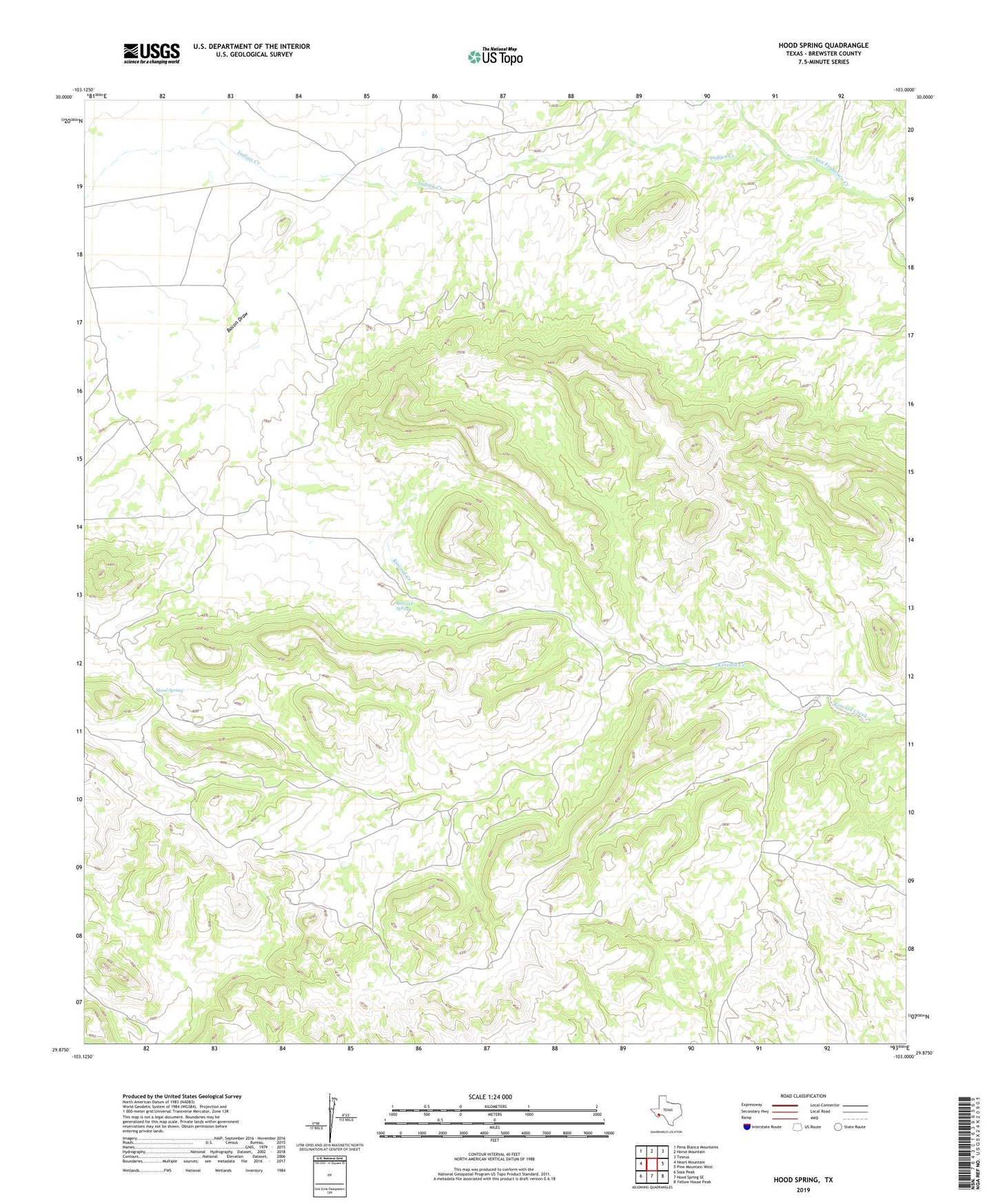 Hood Spring Texas US Topo Map Image