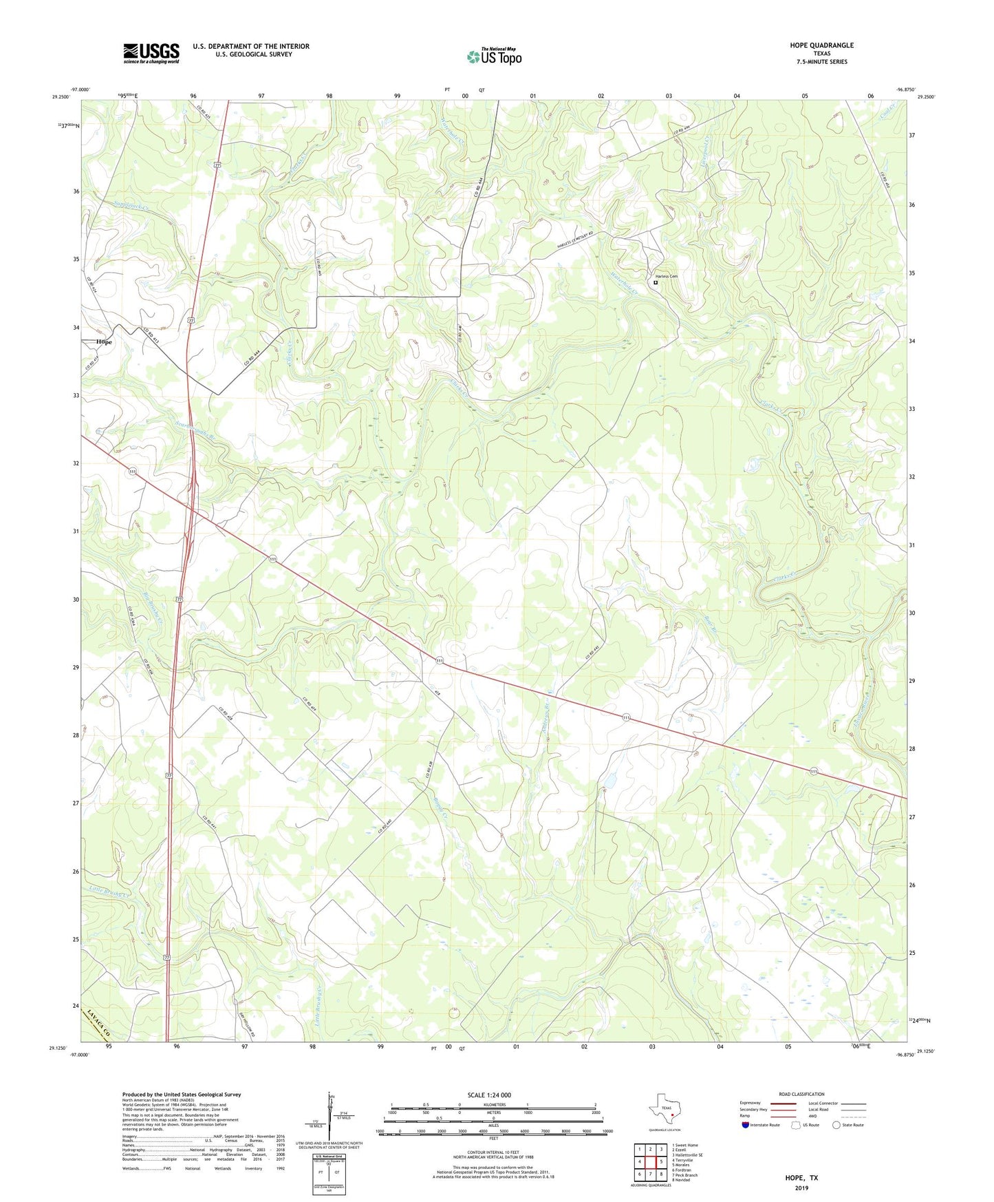 Hope Texas US Topo Map Image