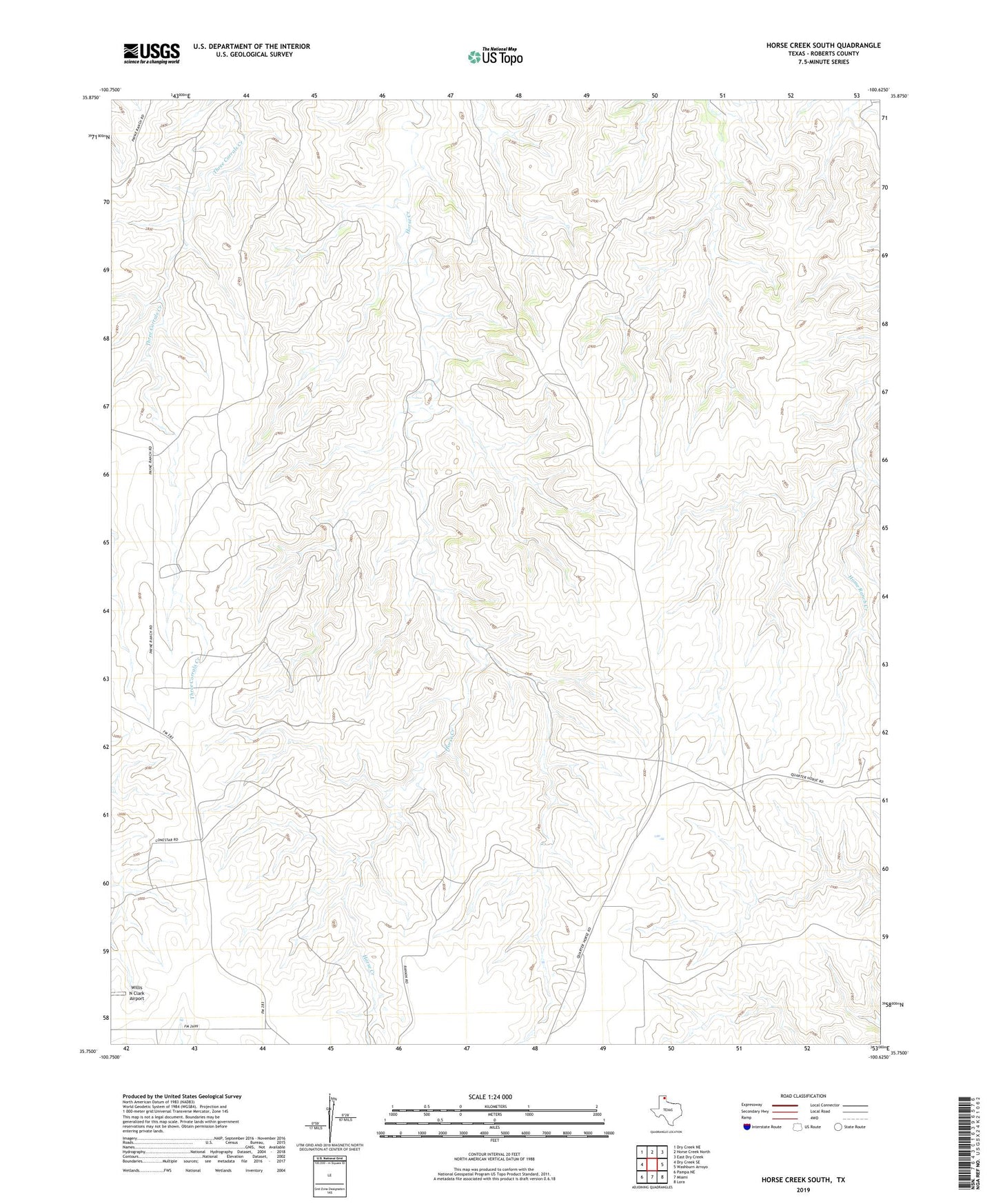 Horse Creek South Texas US Topo Map Image