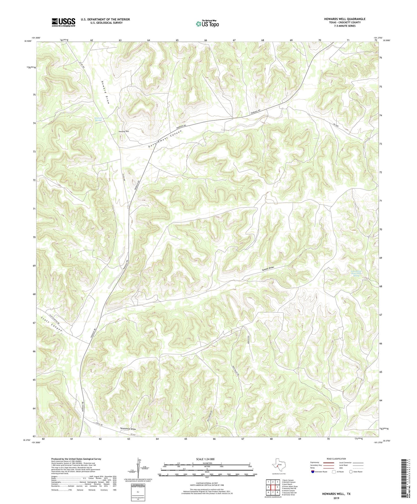 Howards Well Texas US Topo Map Image