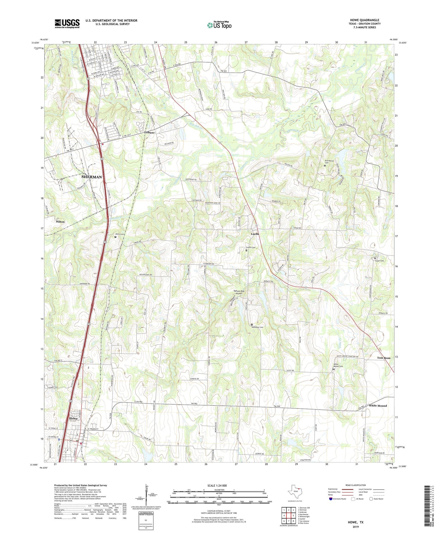 Howe Texas US Topo Map Image
