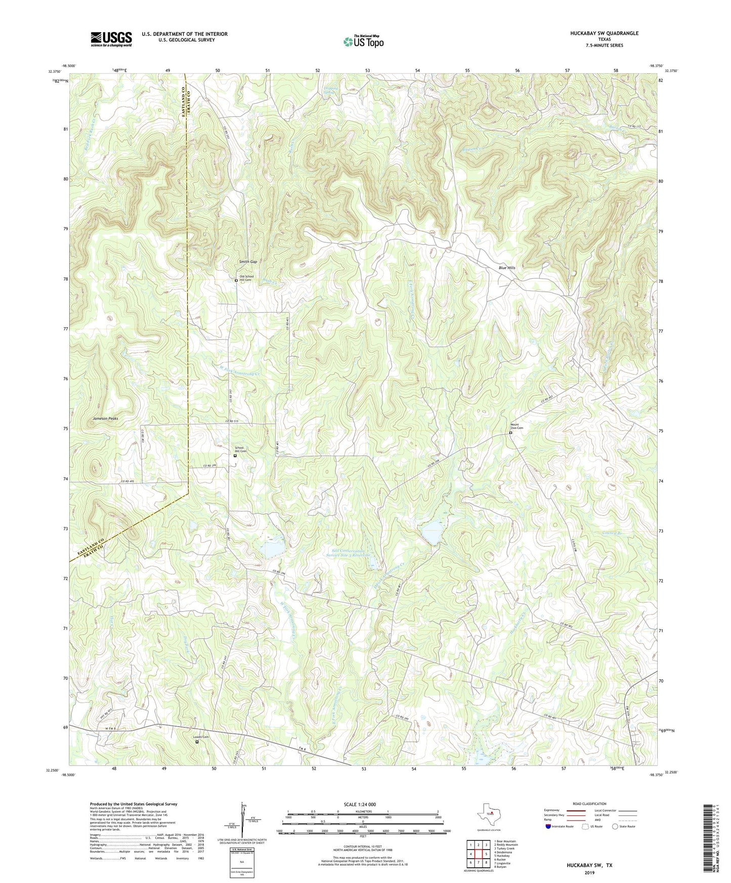 Huckabay SW Texas US Topo Map Image