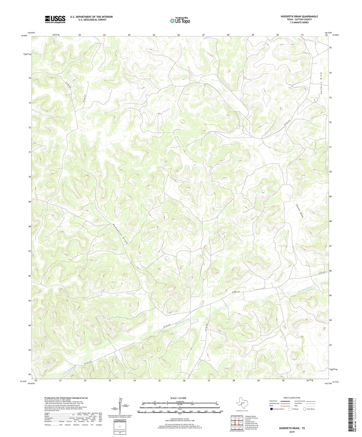 Hudspeth Draw Texas US Topo Map Image