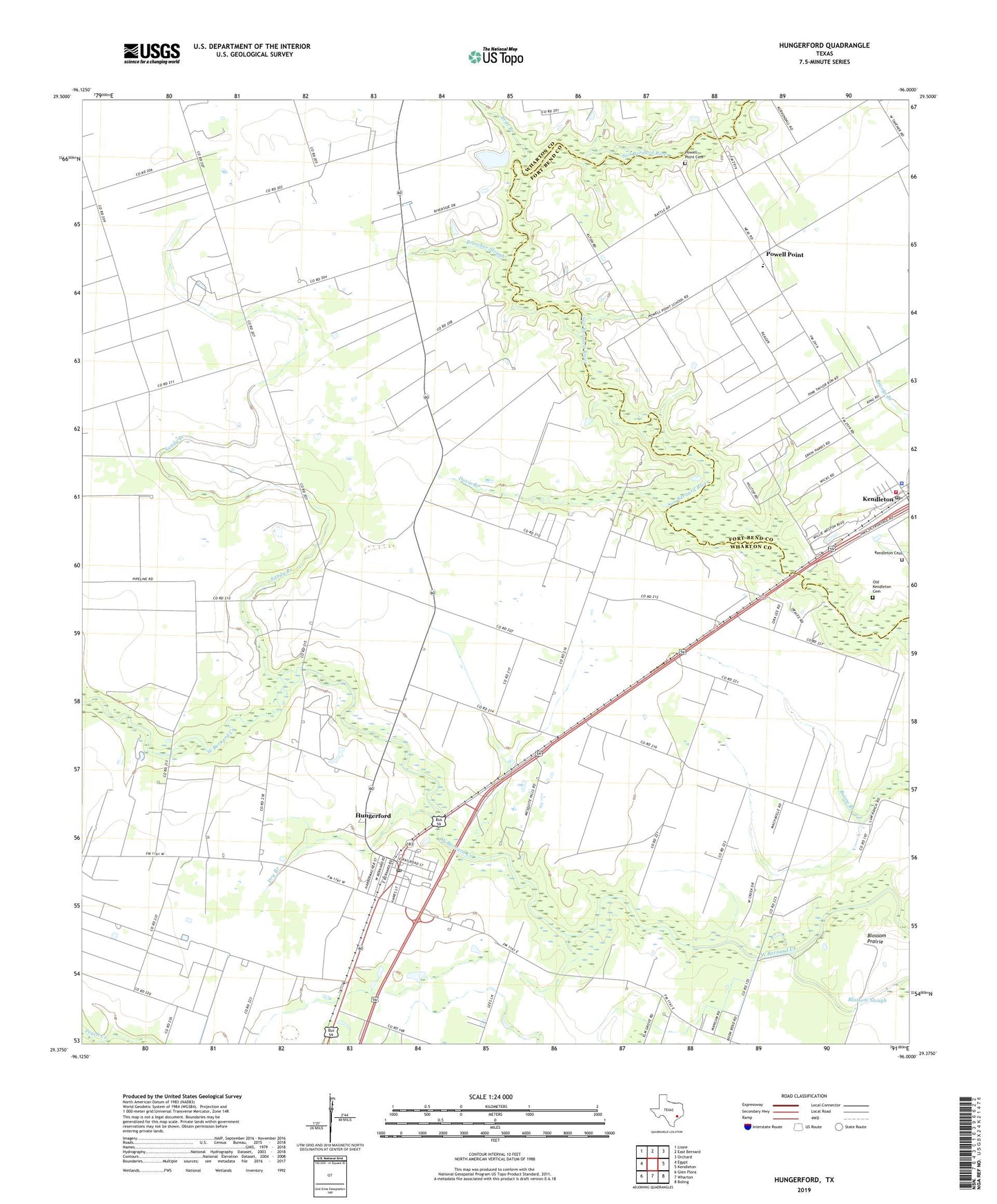 Hungerford Texas US Topo Map Image