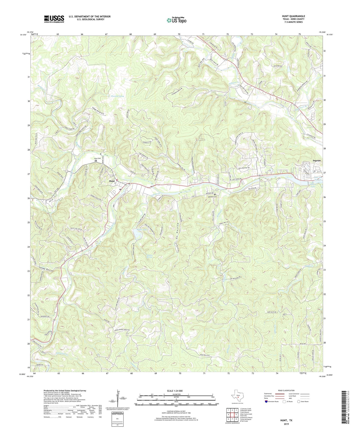 Hunt Texas US Topo Map Image