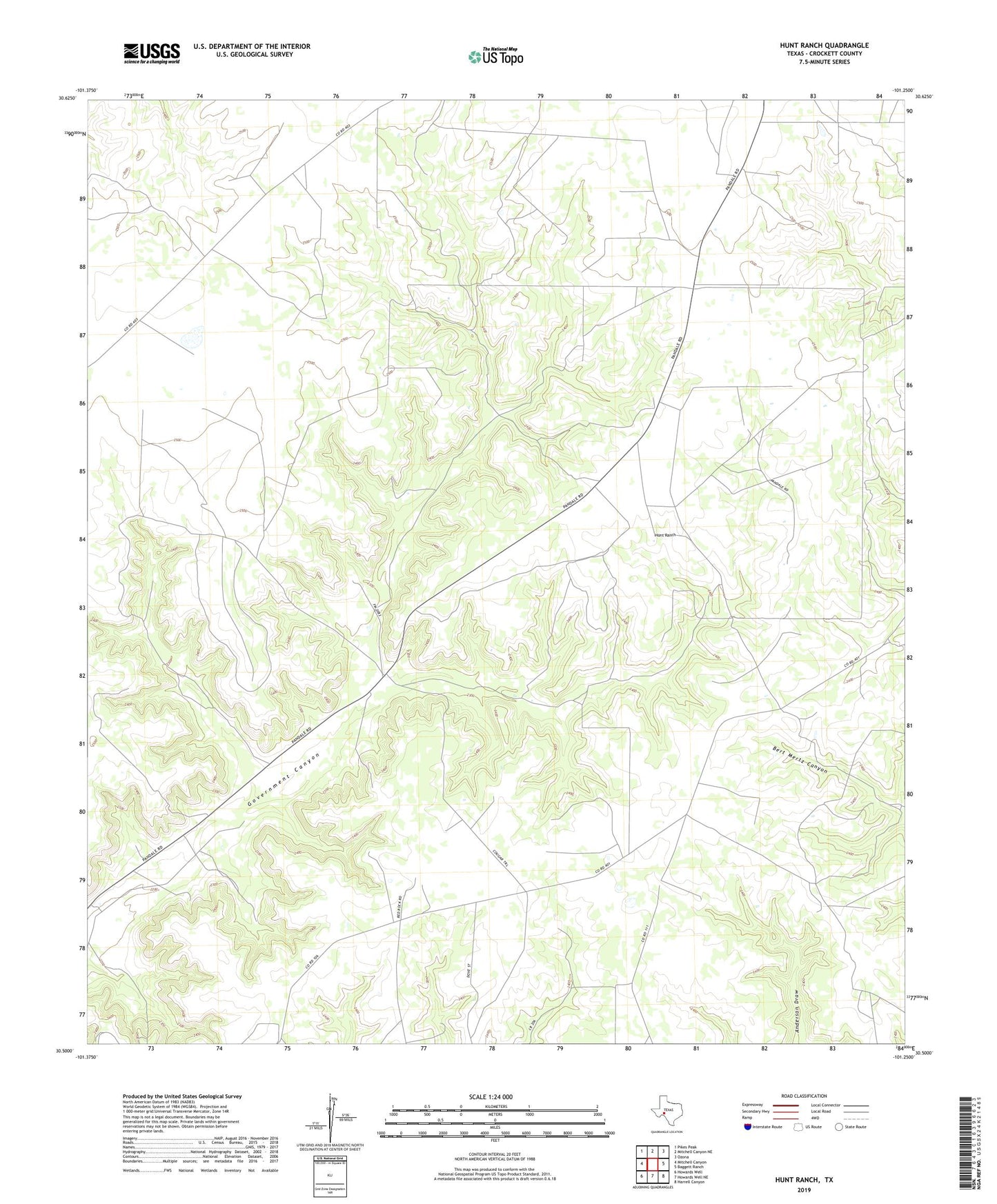 Hunt Ranch Texas US Topo Map Image