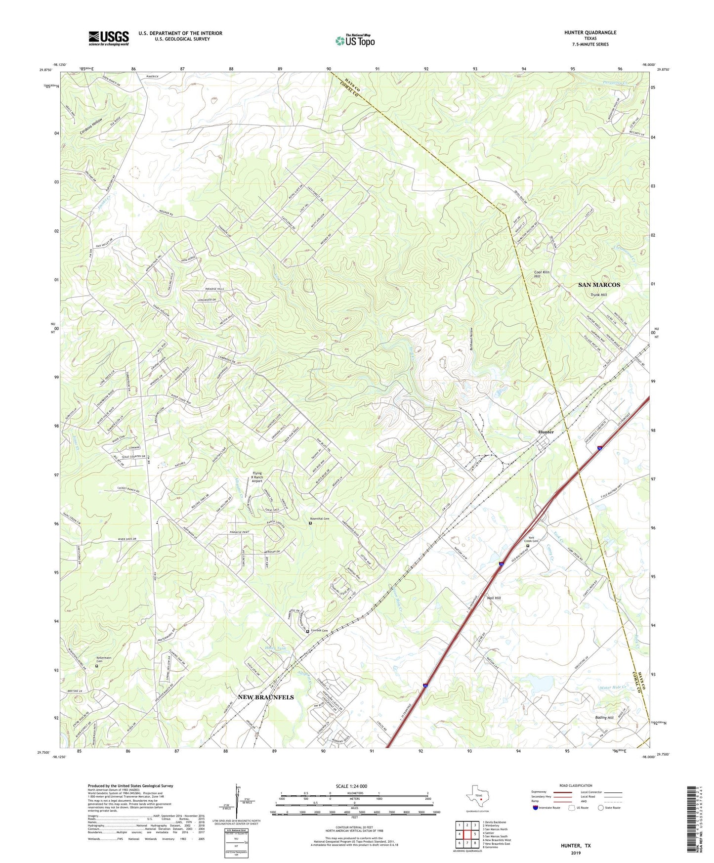 Hunter Texas US Topo Map Image
