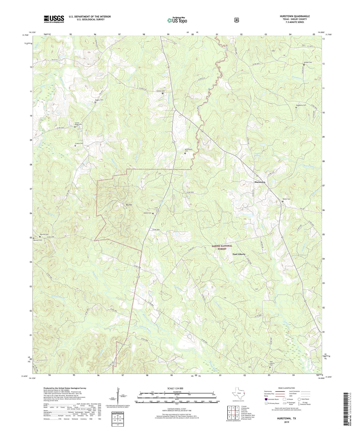 Hurstown Texas US Topo Map Image