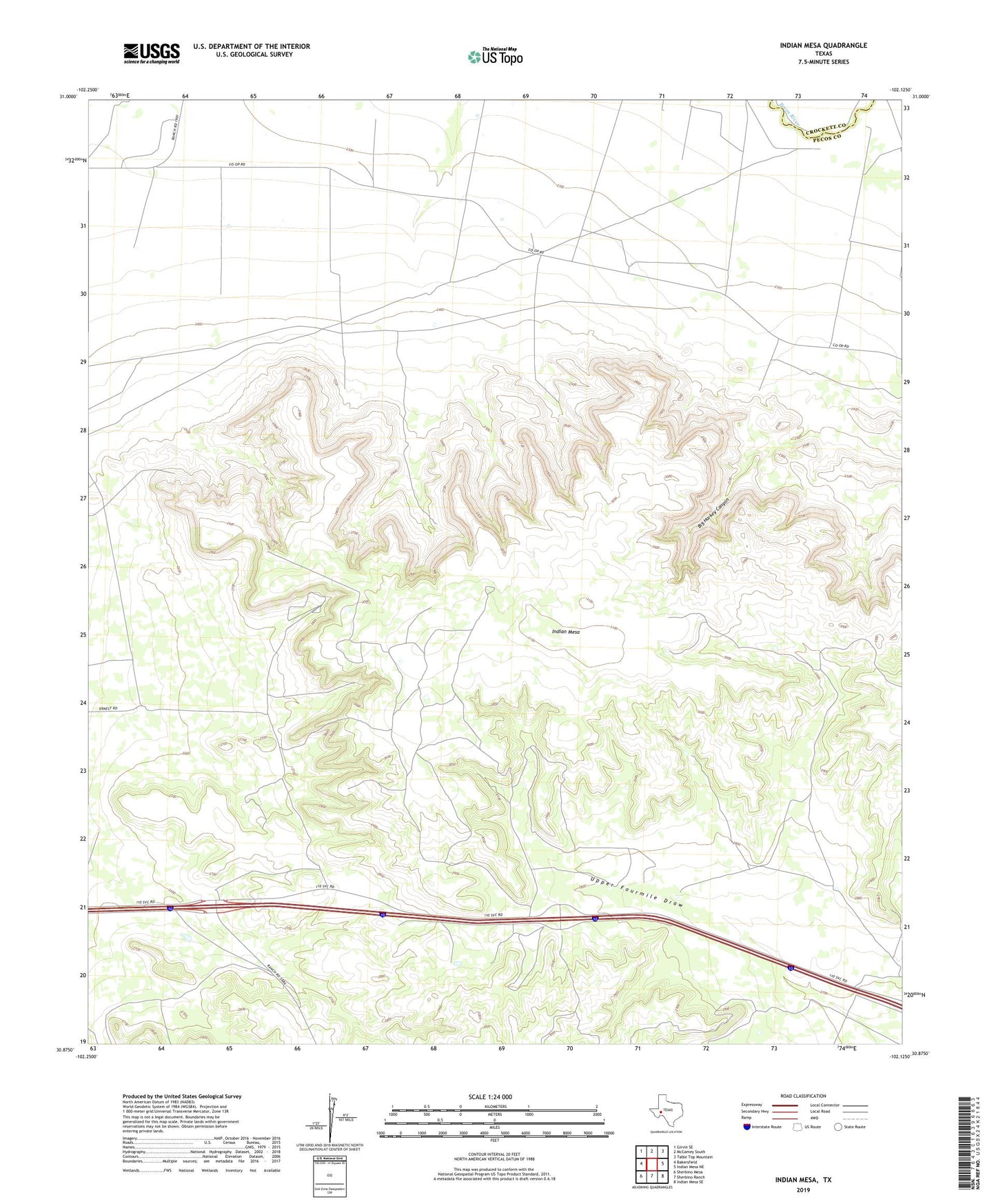 Indian Mesa Texas US Topo Map Image