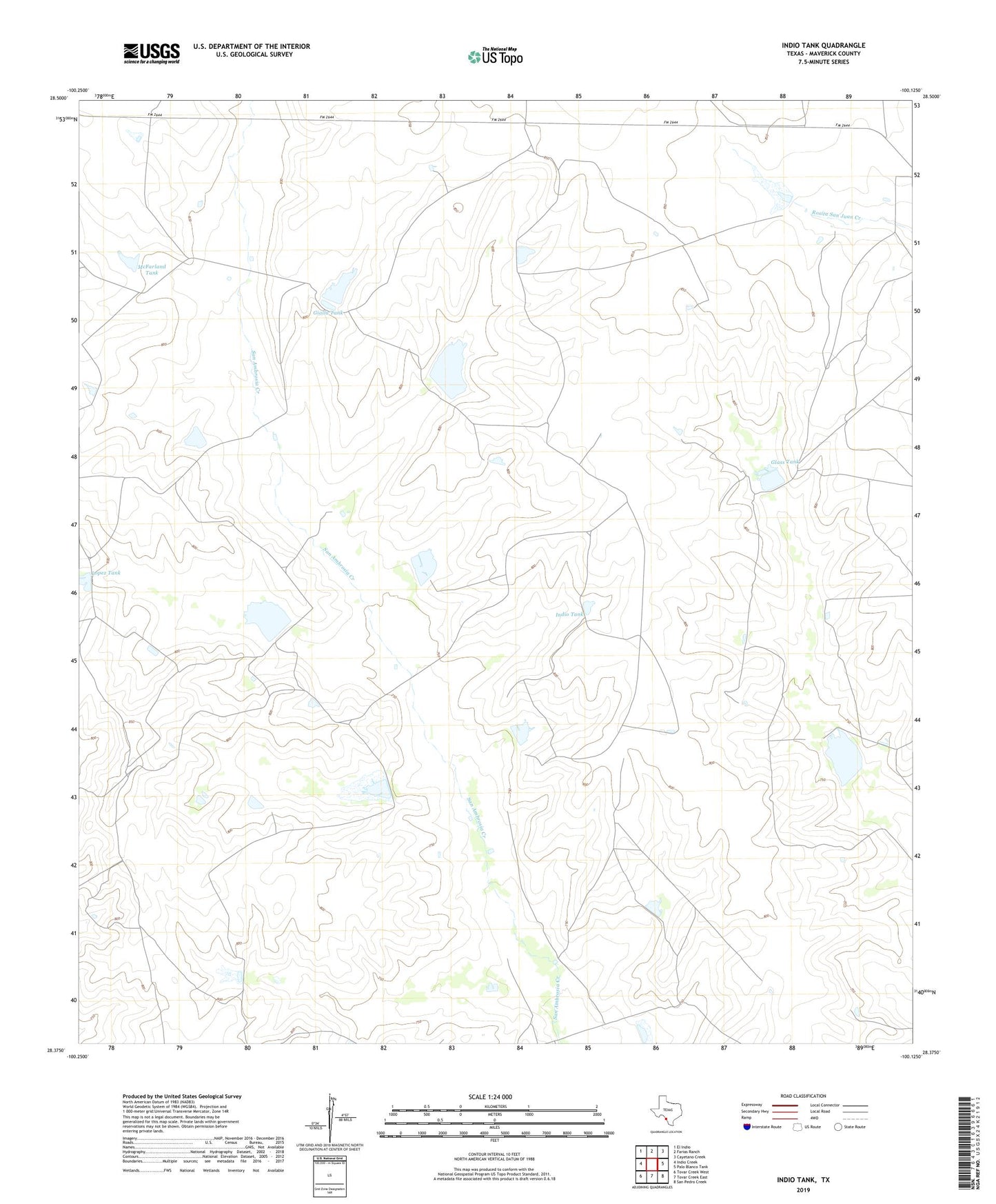 Indio Tank Texas US Topo Map Image