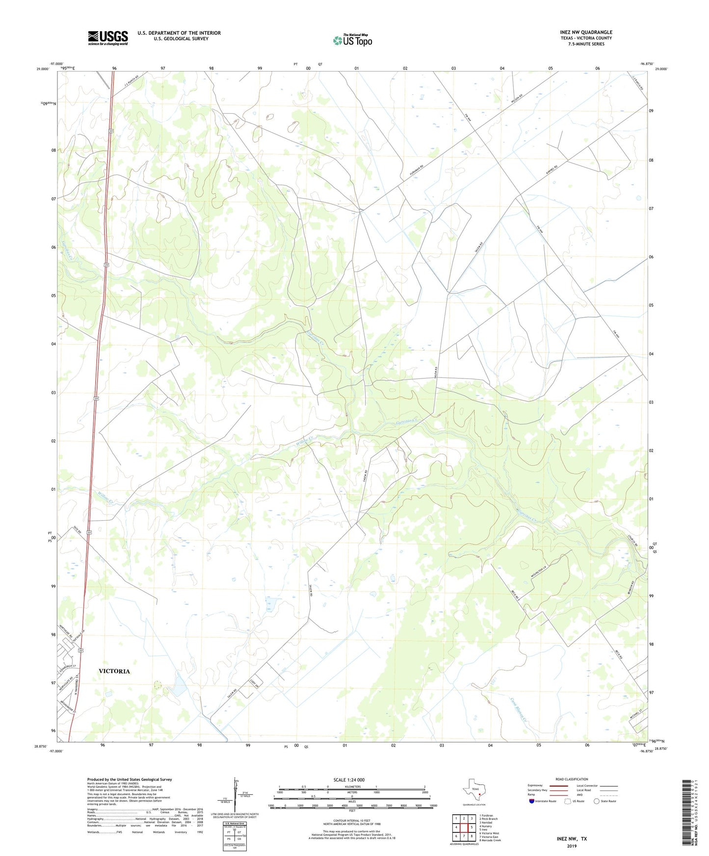 Inez NW Texas US Topo Map Image