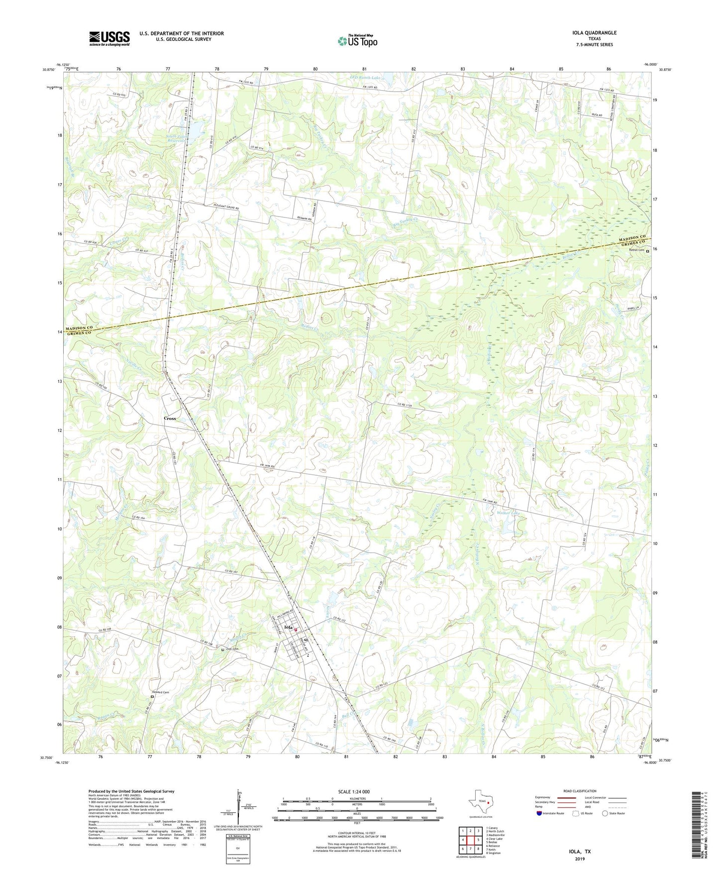 Iola Texas US Topo Map Image