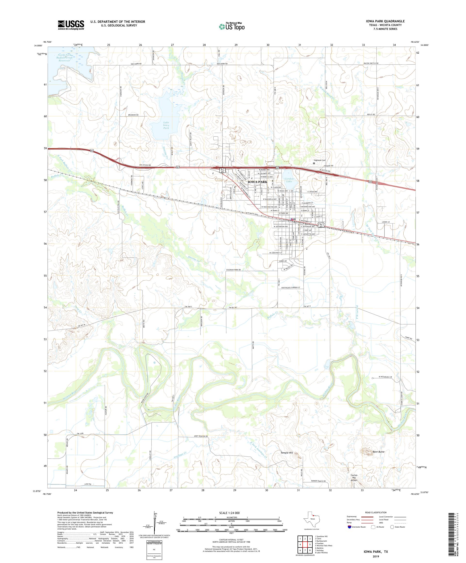 Iowa Park Texas US Topo Map MyTopo Map Store TX Iowa Park 20190308 TM Geo 