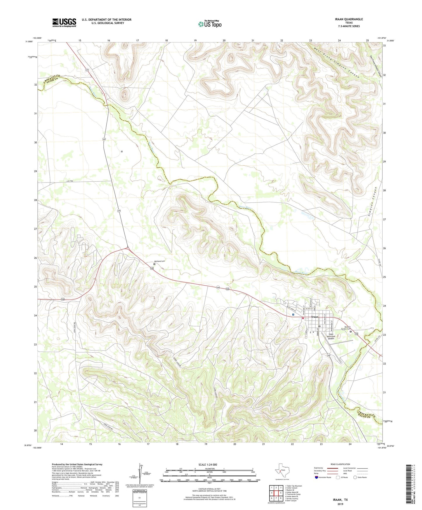 Iraan Texas US Topo Map Image