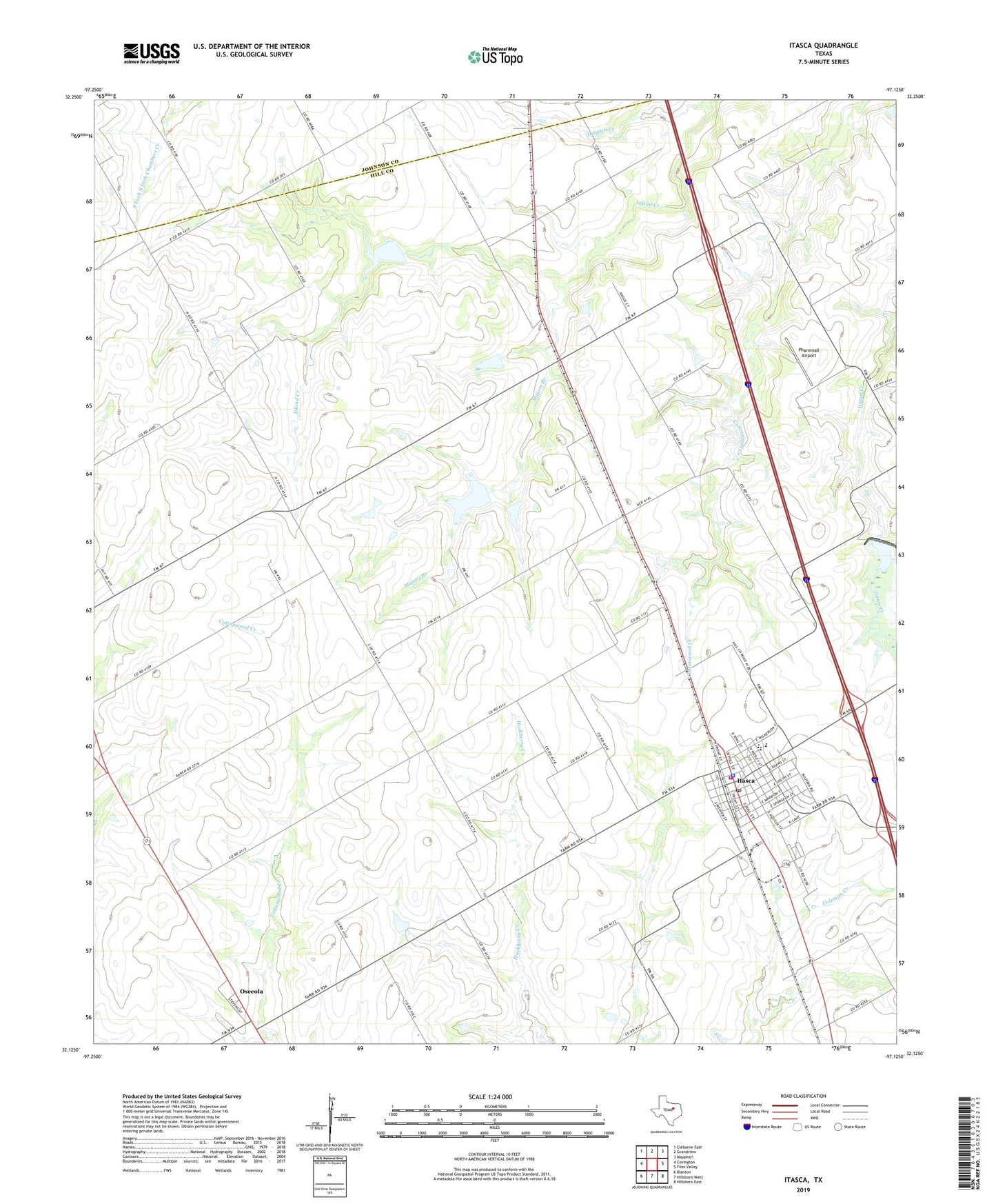 Itasca Texas US Topo Map Image