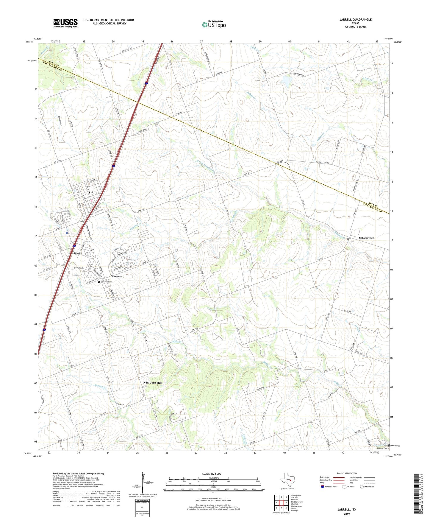 Jarrell Texas US Topo Map Image