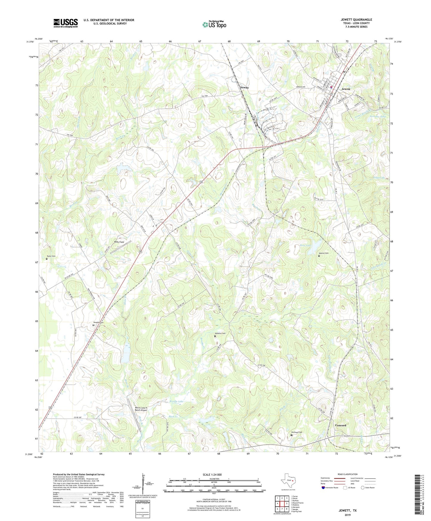 Jewett Texas US Topo Map Image