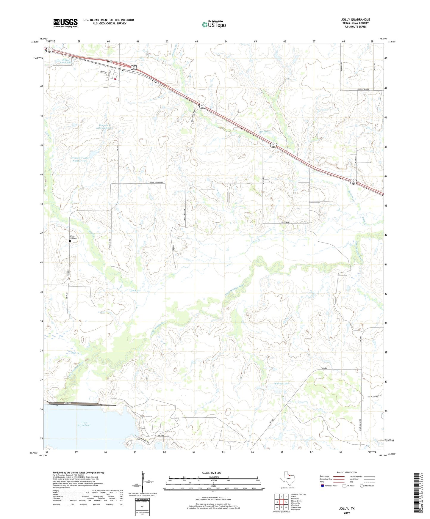 Jolly Texas US Topo Map Image