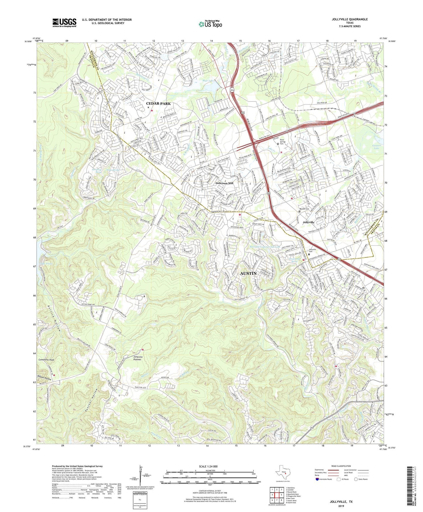 Jollyville Texas US Topo Map Image