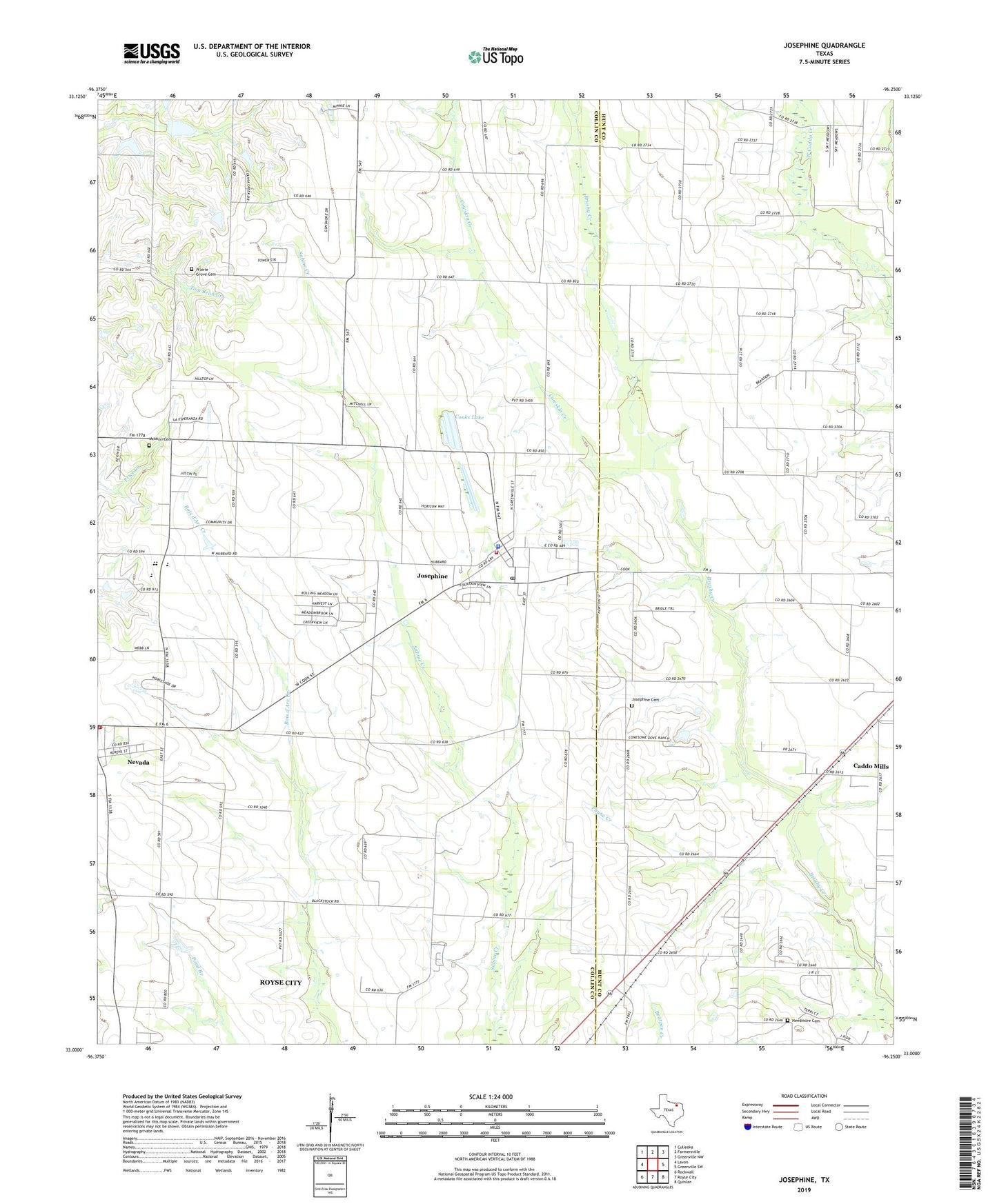 Josephine Texas US Topo Map Image